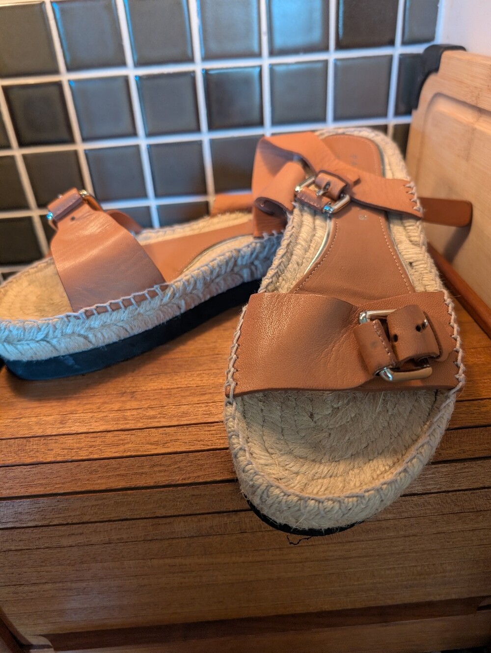 Palomitas Tan Leather Espadrilles,39